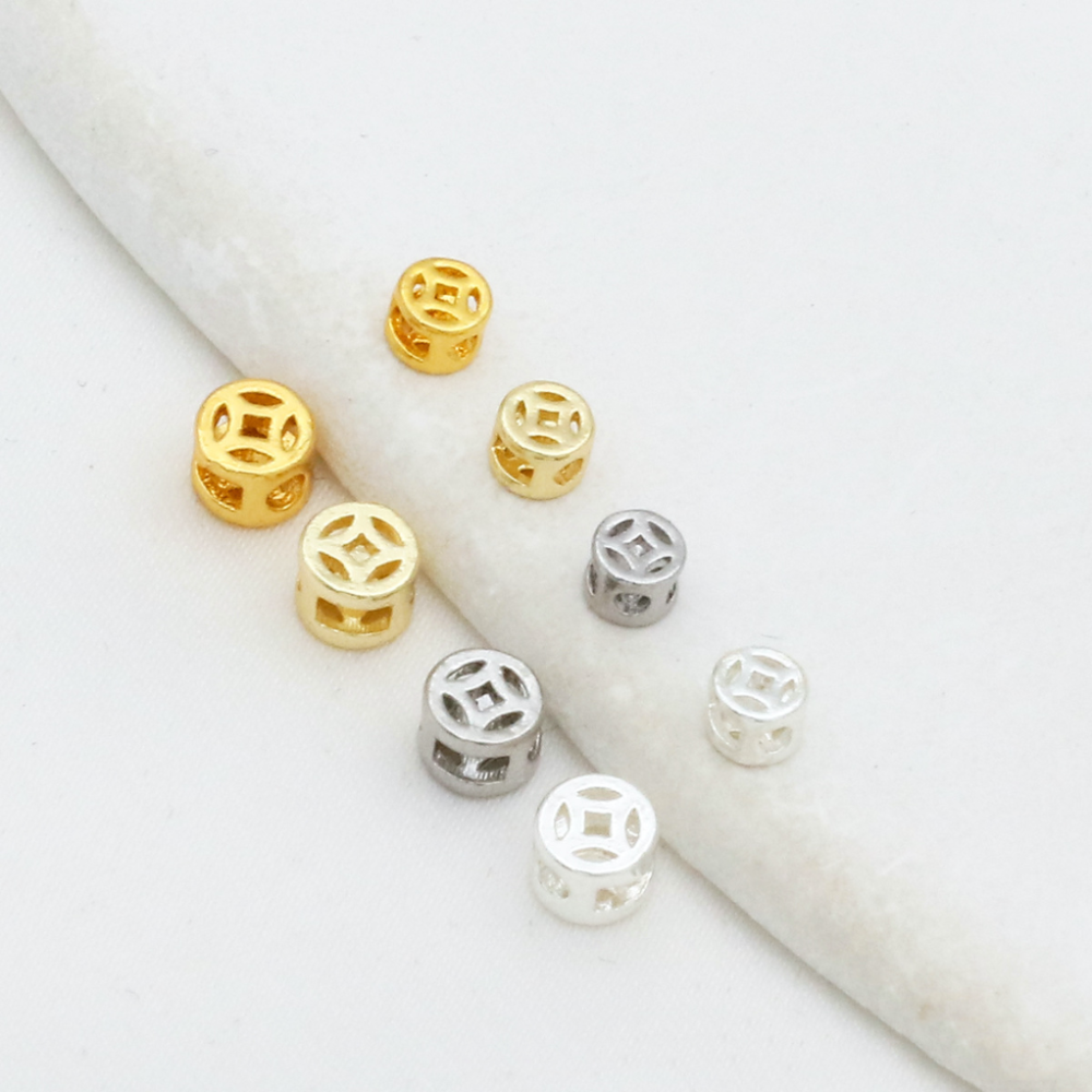 MYK3671-100 pieces/bag of 18K hollowed-out copper coin spacer beads