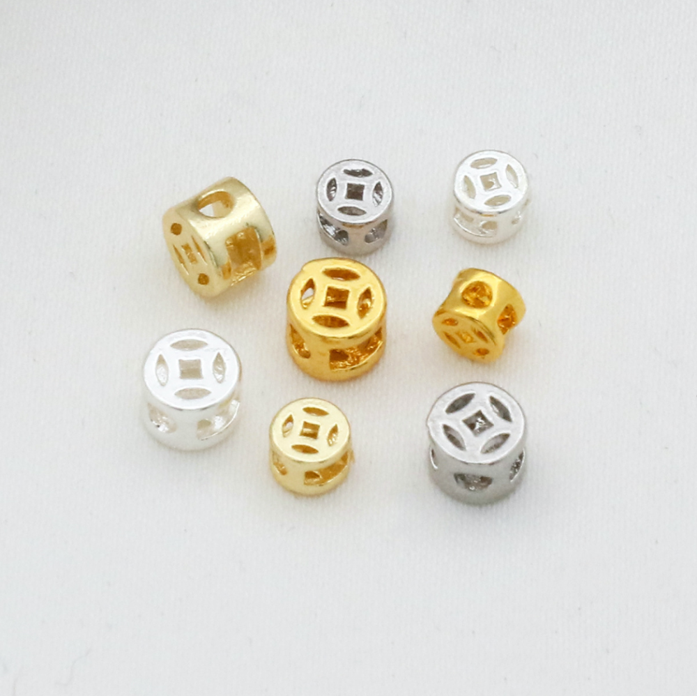 MYK3671-100 pieces/bag of 18K hollowed-out copper coin spacer beads