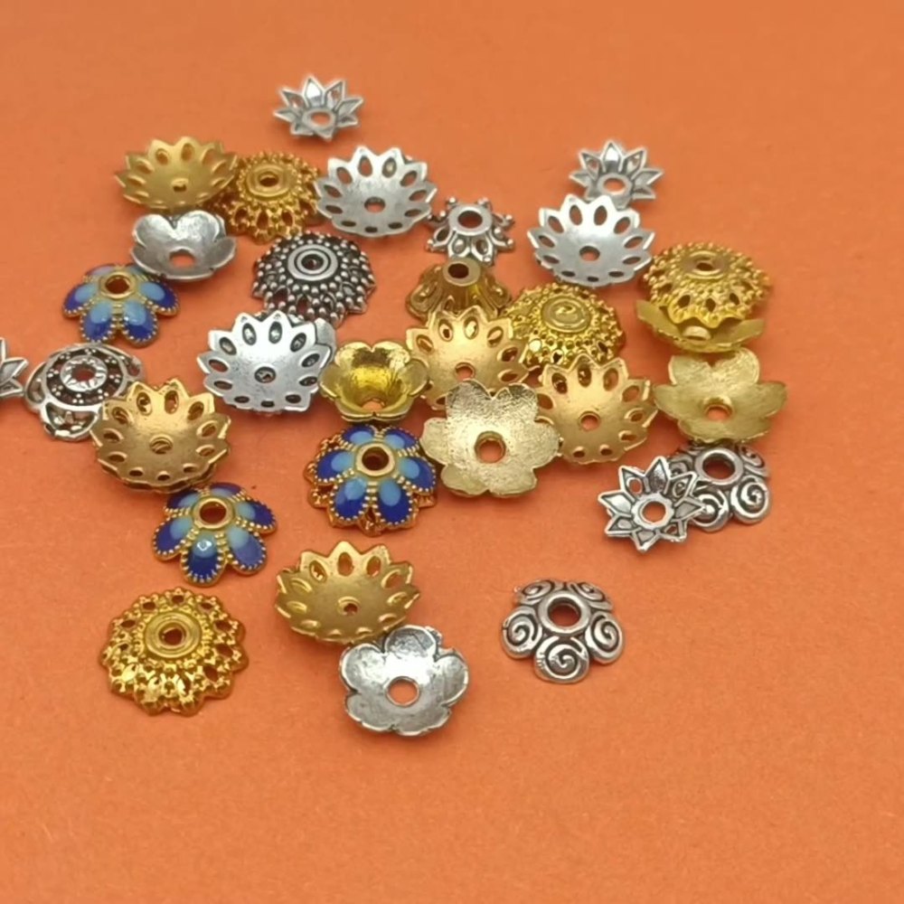500pcs/bag Alloy Flower Holder with Hollowed-out Petals - DIY Accessories