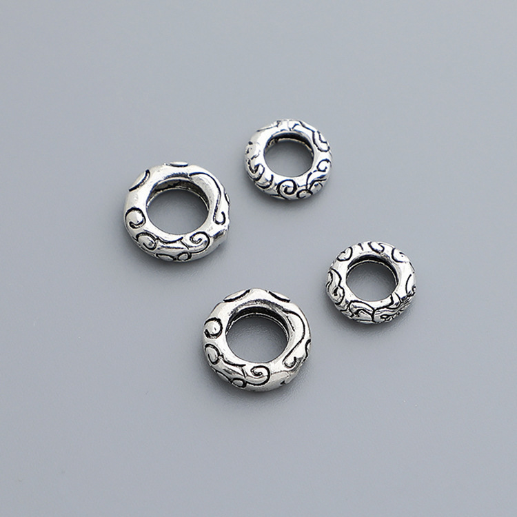 S925 Sterling Silver Vintage Distressed Pattern Circles - DIY Accessories