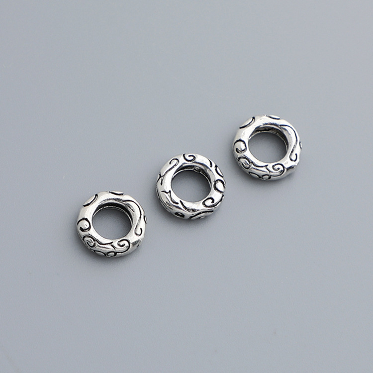 S925 Sterling Silver Vintage Distressed Pattern Circles - DIY Accessories