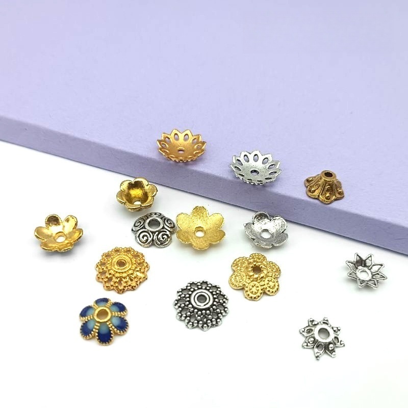 500pcs/bag Alloy Flower Holder with Hollowed-out Petals - DIY Accessories