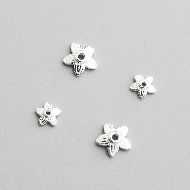 S925 Sterling Silver Five-Petal Flower Holder - DIY Accessory