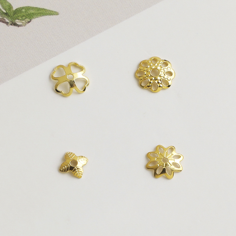 S925 Sterling Silver Gold-Plated Flower Bead Holder - DIY Accessory