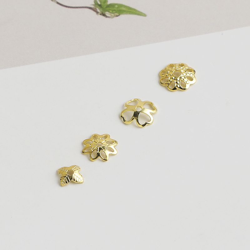 S925 Sterling Silver Gold-Plated Flower Bead Holder - DIY Accessory
