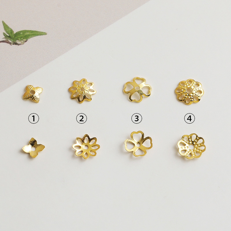 S925 Sterling Silver Gold-Plated Flower Bead Holder - DIY Accessory