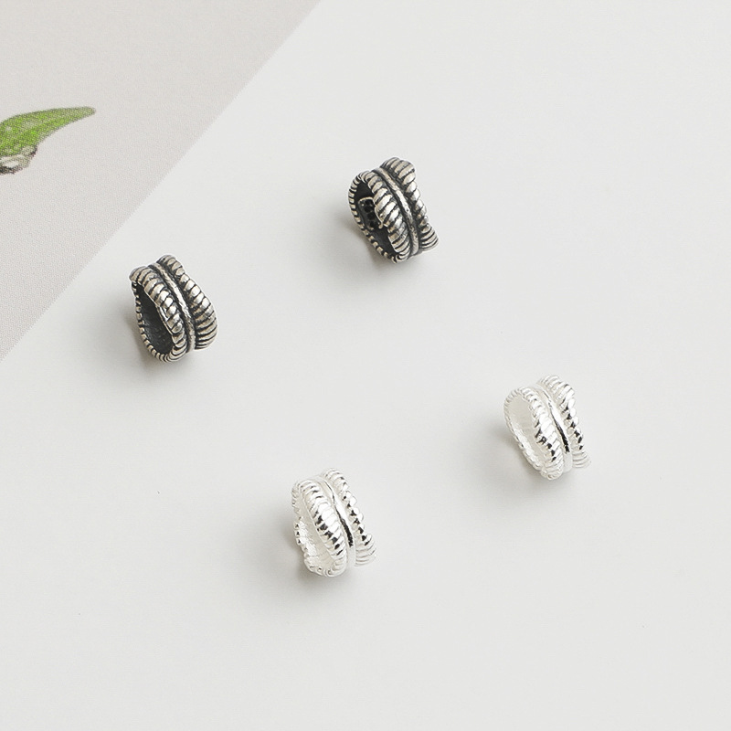 S925 Sterling Silver Vintage Leaf Pattern Spacer Beads - DIY Accessories