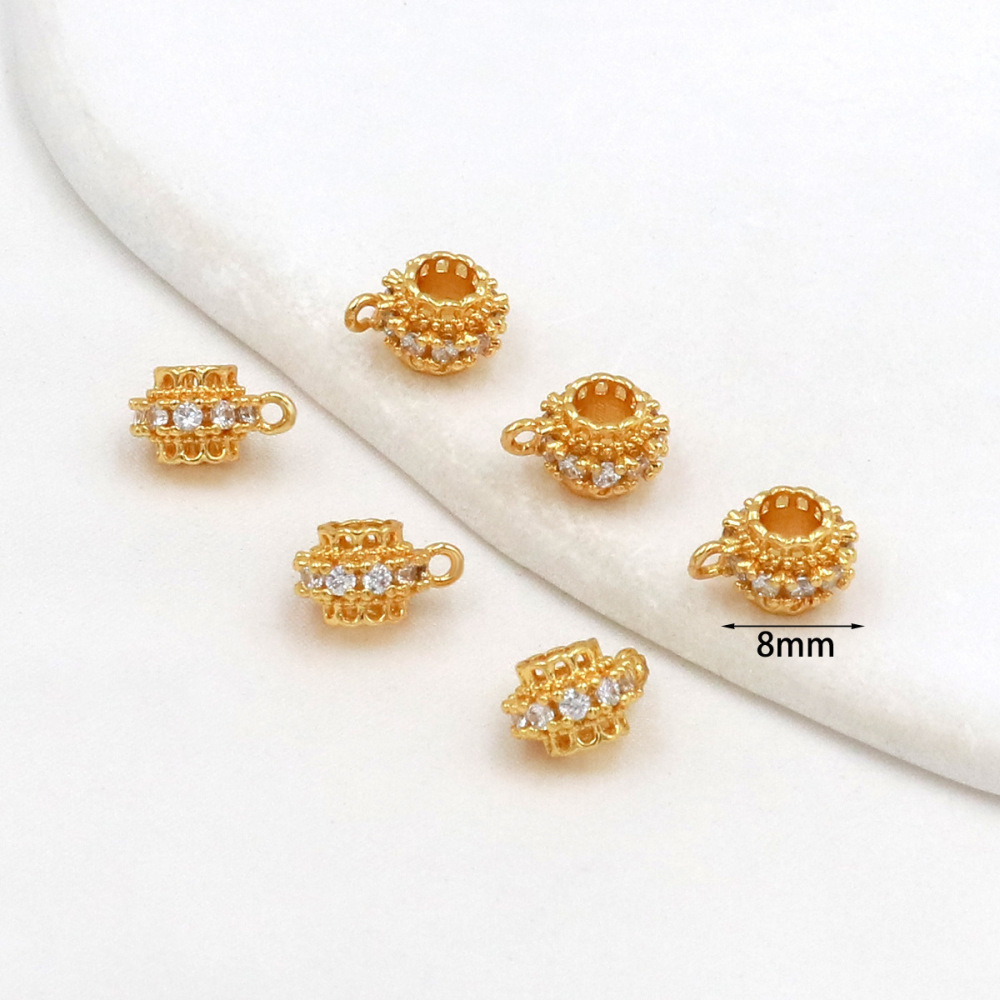 MYK3689-100 pieces/bag of 14K zircon barrel beads, wheel beads, spacer beads with hanging rings