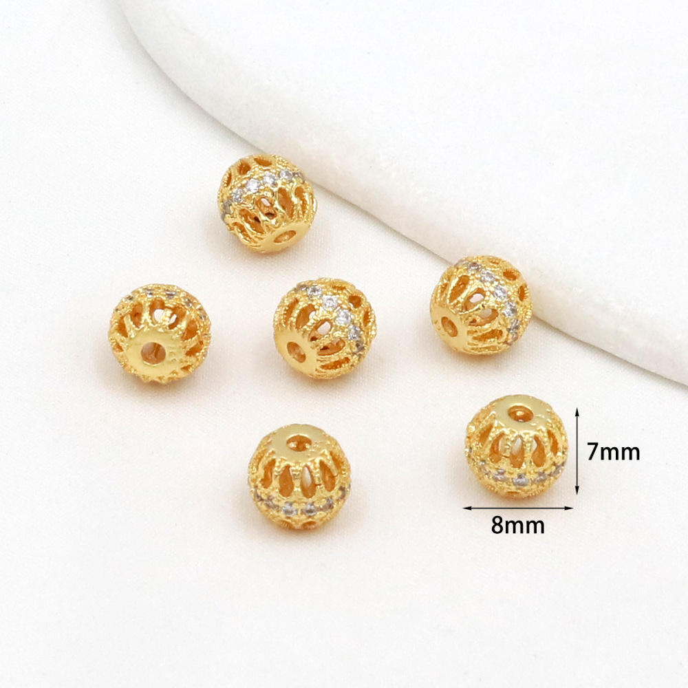 MYK3685-100 pieces/bag of 18K zircon-set large-hole spacer beads for DIY beading accessories