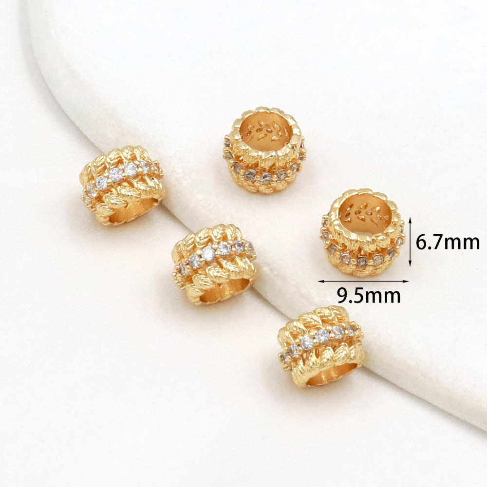 MYK3685-100 pieces/bag of 18K zircon-set large-hole spacer beads for DIY beading accessories