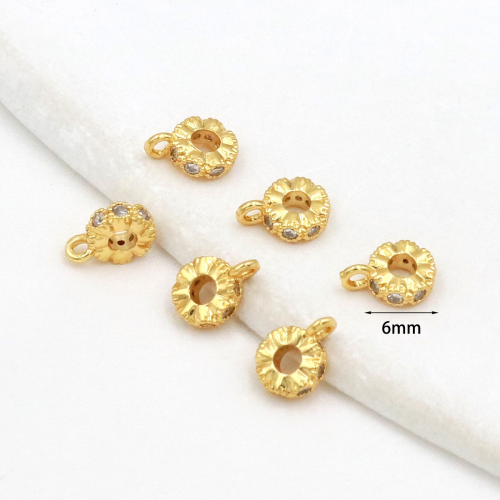MYK3689-100 pieces/bag of 14K zircon barrel beads, wheel beads, spacer beads with hanging rings