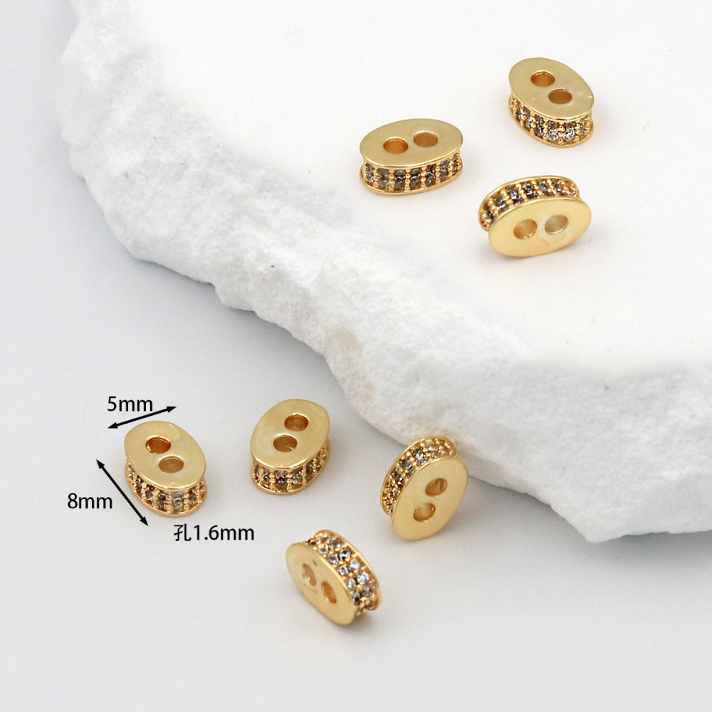 MYK3684-100 pieces/bag of 18K zircon-set large-hole spacer beads DIY accessories