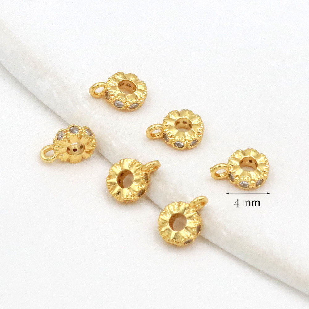 MYK3689-100 pieces/bag of 14K zircon barrel beads, wheel beads, spacer beads with hanging rings