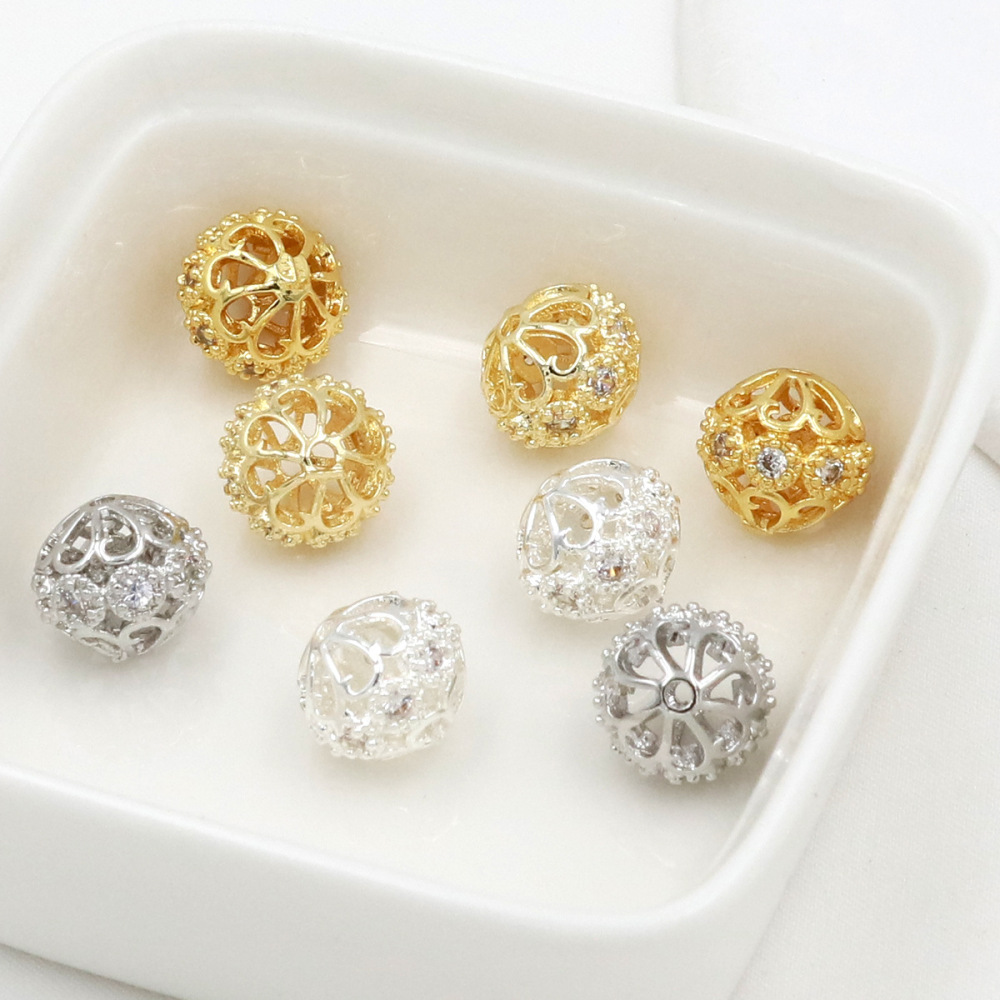 MYK3703-100 pieces/bag, 14K gold inlaid zircon spacer beads