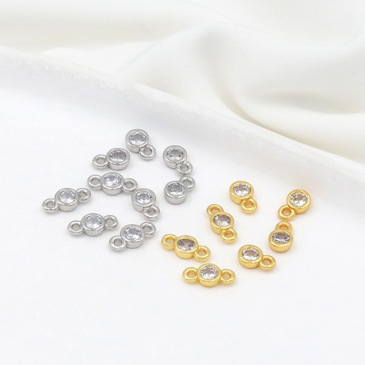 MYK3694-100 pieces/bag of micro-inlaid single zircon ring bracelet connectors