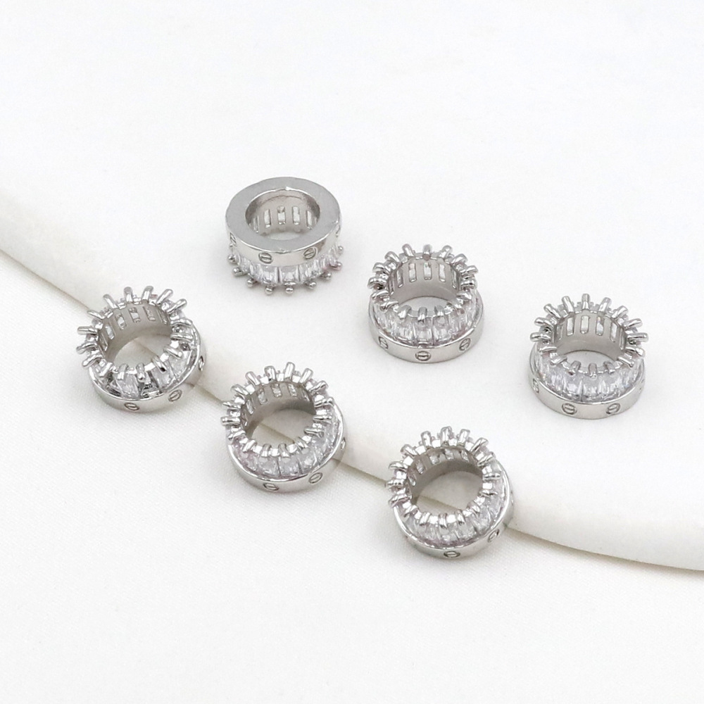 MYK3685-100 pieces/bag of 18K zircon-set large-hole spacer beads for DIY beading accessories