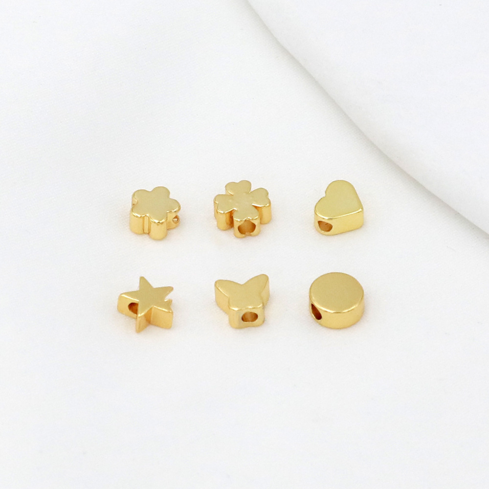 MYK3707-100 pieces/bag 18K 6mm heart-shaped horizontal hole spacer beads