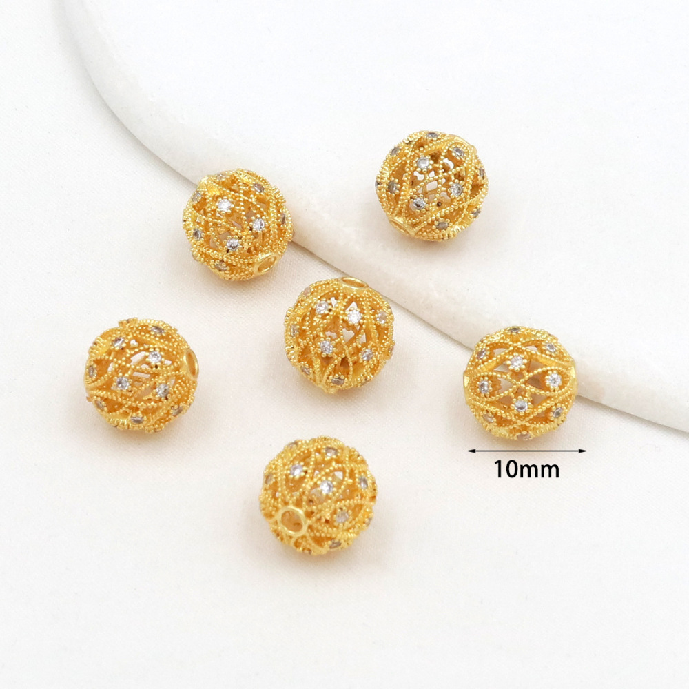 MYK3685-100 pieces/bag of 18K zircon-set large-hole spacer beads for DIY beading accessories