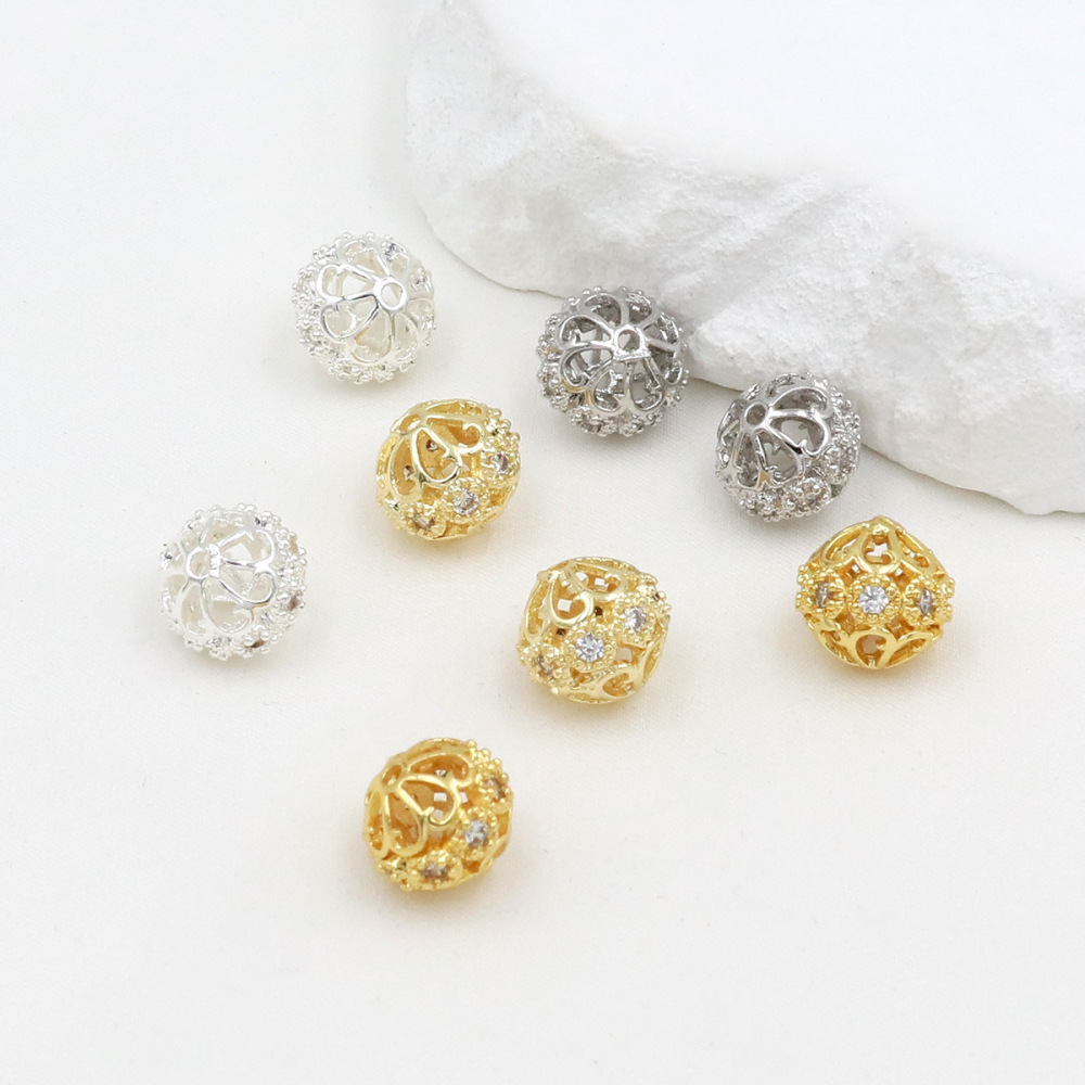 MYK3703-100 pieces/bag, 14K gold inlaid zircon spacer beads