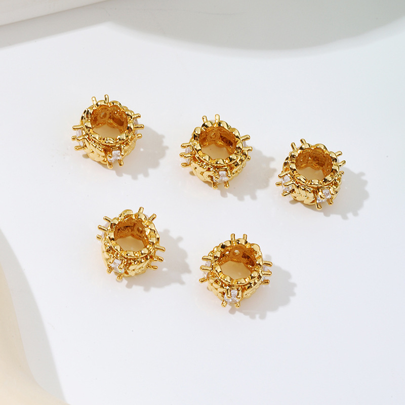 MYK3684-100 pieces/bag of 18K zircon-set large-hole spacer beads DIY accessories