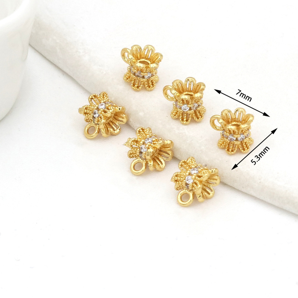MYK3689-100 pieces/bag of 14K zircon barrel beads, wheel beads, spacer beads with hanging rings