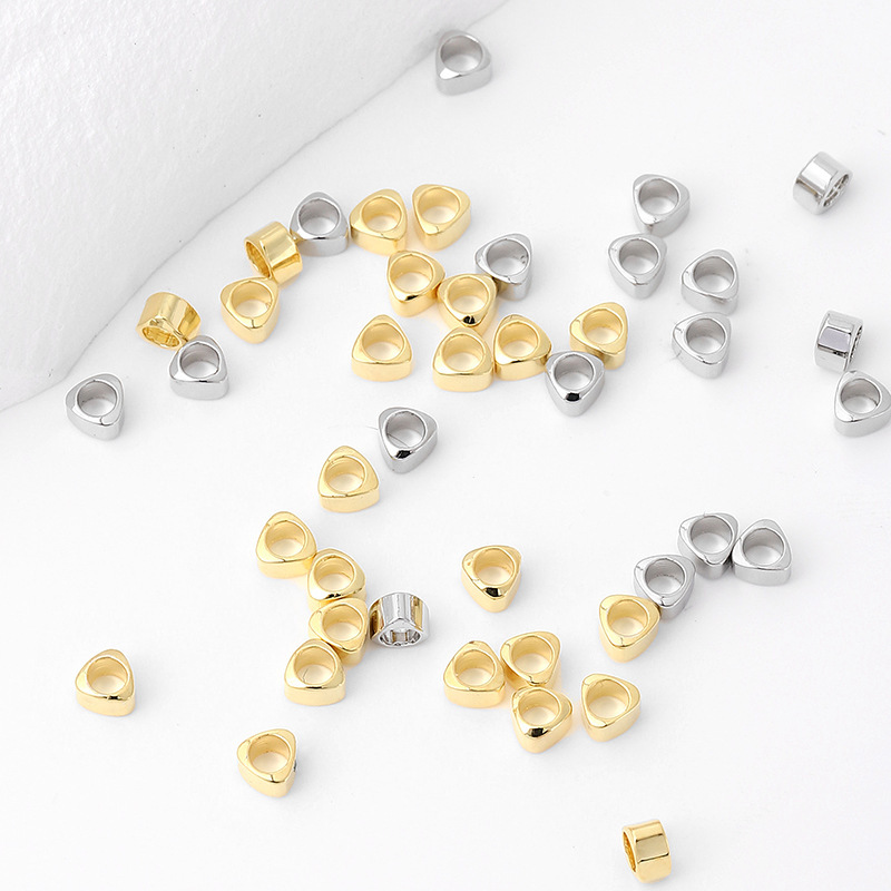 MYK3678-100 pieces/bag of 18K small gold loose beads and triangular spacers