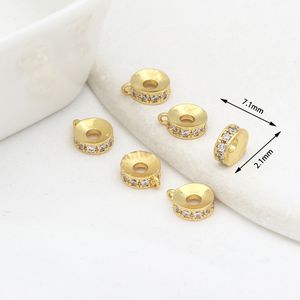 MYK3689-100 pieces/bag of 14K zircon barrel beads, wheel beads, spacer beads with hanging rings