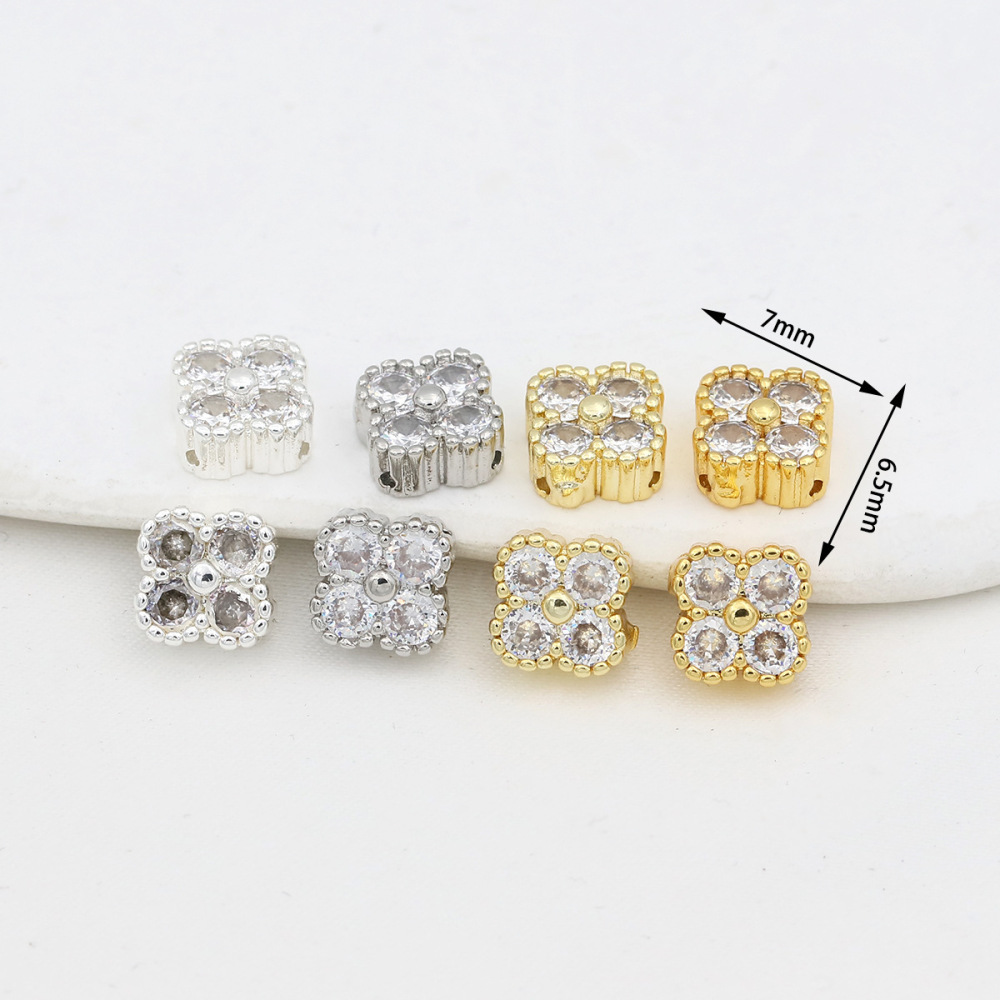 MYK3686-100 pieces/bag of 18K zircon-set large-hole spacer beads
