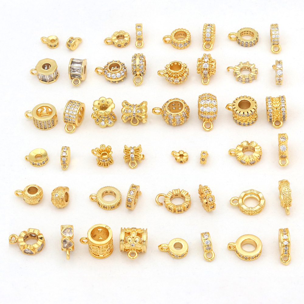 MYK3689-100 pieces/bag of 14K zircon barrel beads, wheel beads, spacer beads with hanging rings