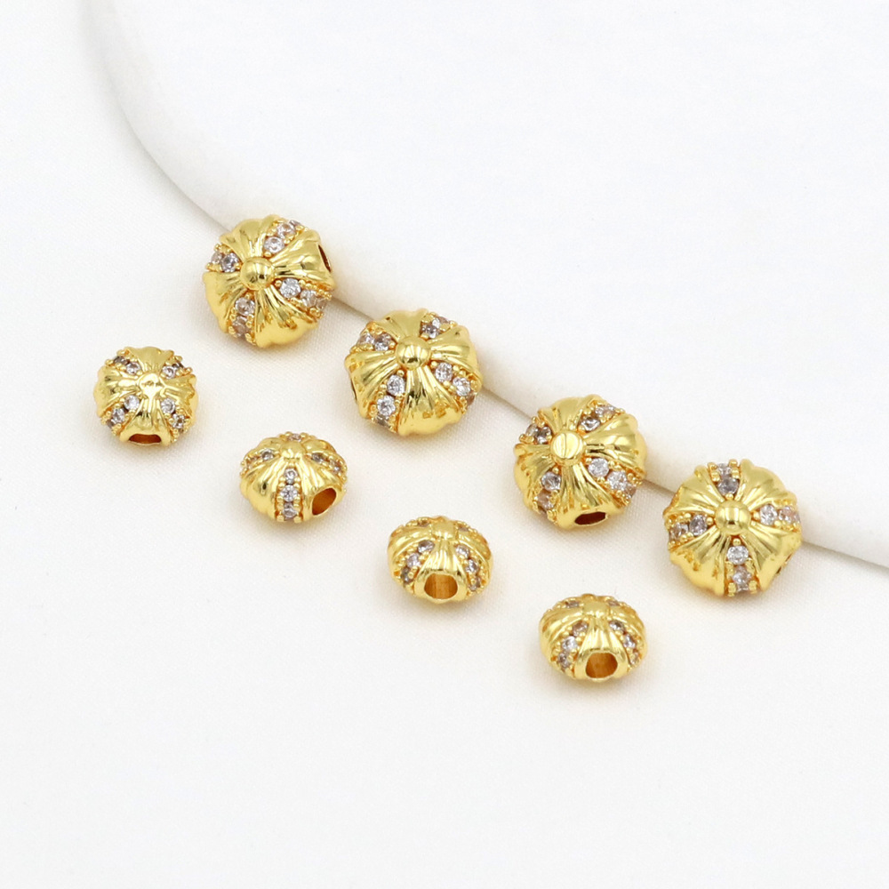 MYK3684-100 pieces/bag of 18K zircon-set large-hole spacer beads DIY accessories