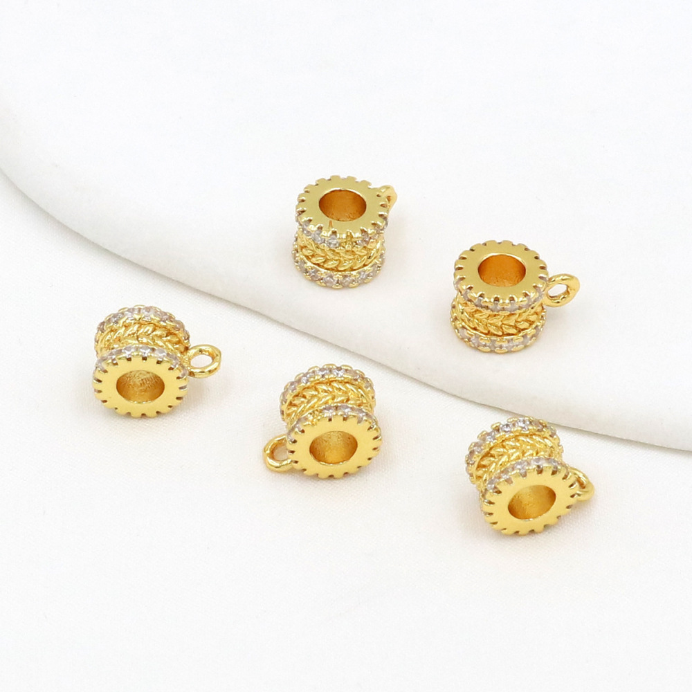 MYK3689-100 pieces/bag of 14K zircon barrel beads, wheel beads, spacer beads with hanging rings