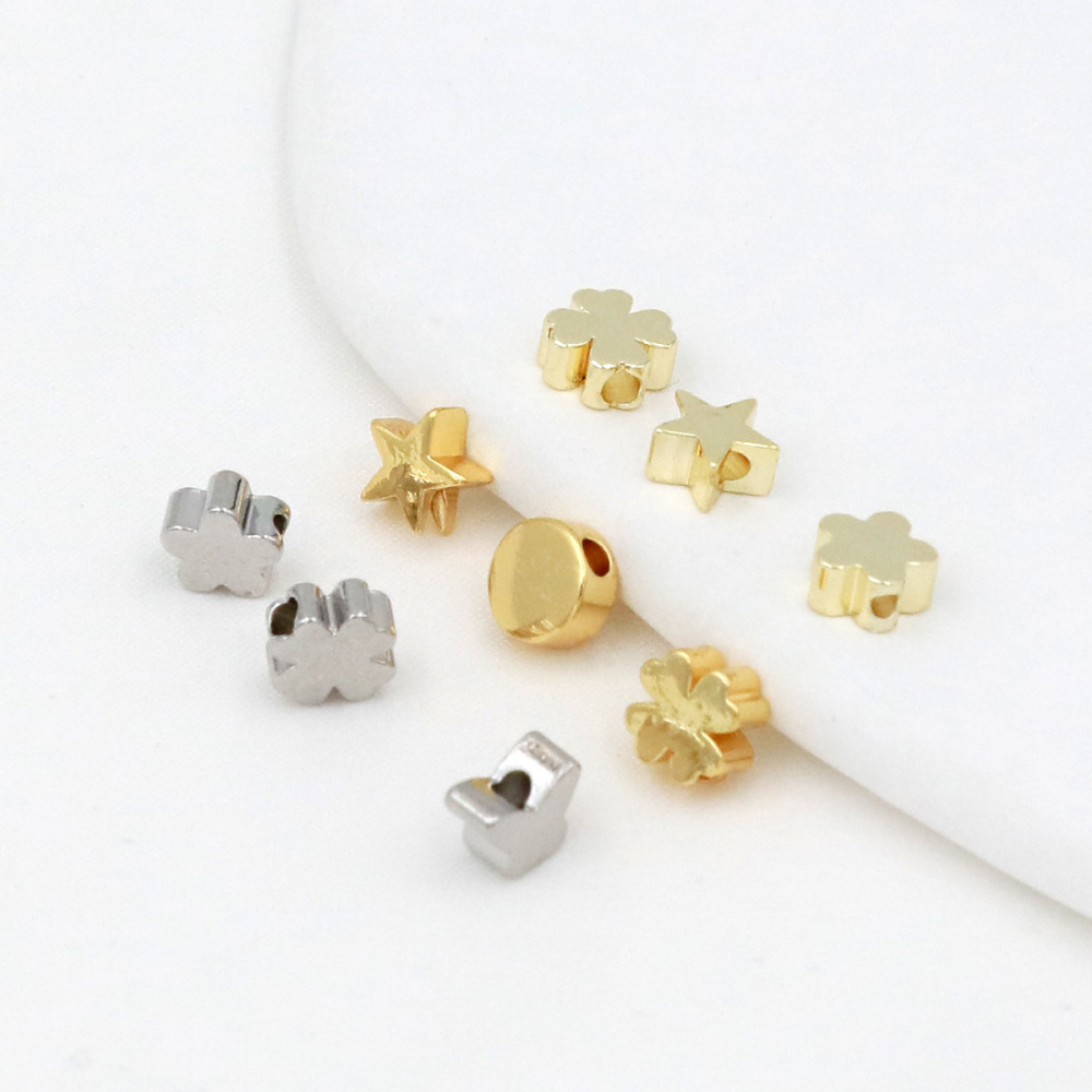 MYK3707-100 pieces/bag 18K 6mm heart-shaped horizontal hole spacer beads