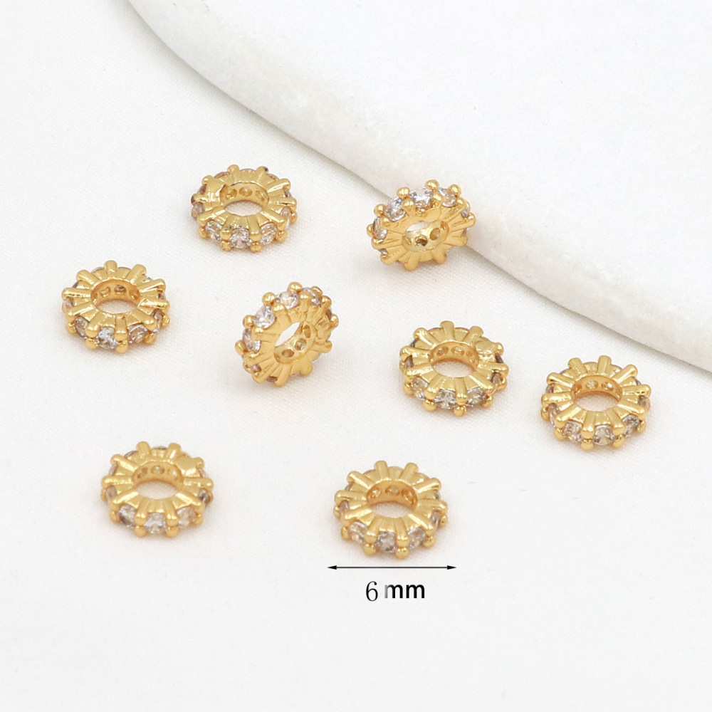 MYK3686-100 pieces/bag of 18K zircon-set large-hole spacer beads