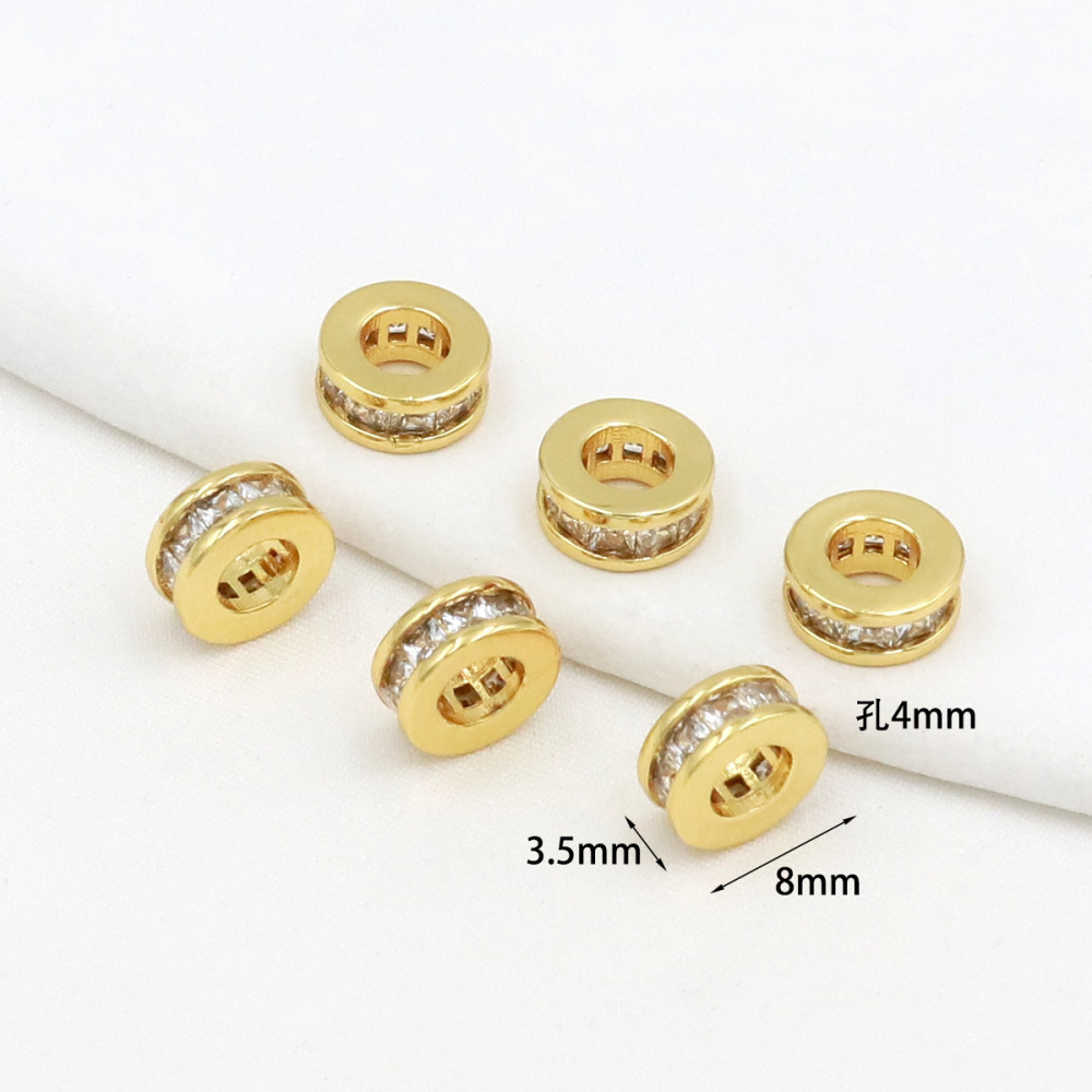 MYK3684-100 pieces/bag of 18K zircon-set large-hole spacer beads DIY accessories