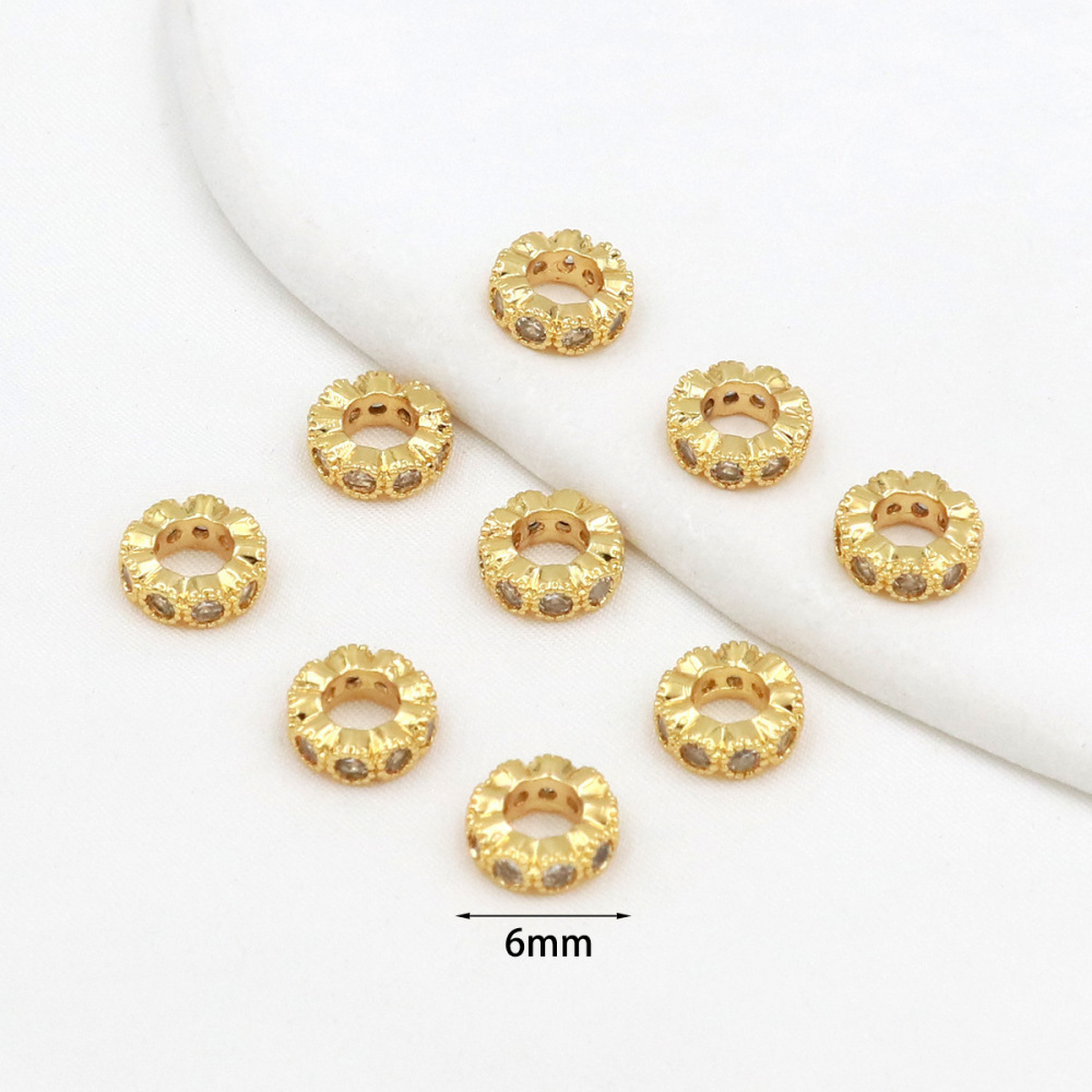MYK3686-100 pieces/bag of 18K zircon-set large-hole spacer beads