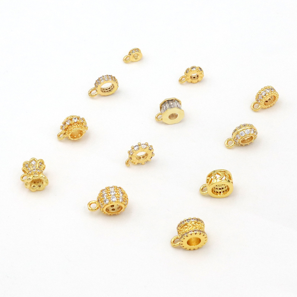 MYK3689-100 pieces/bag of 14K zircon barrel beads, wheel beads, spacer beads with hanging rings