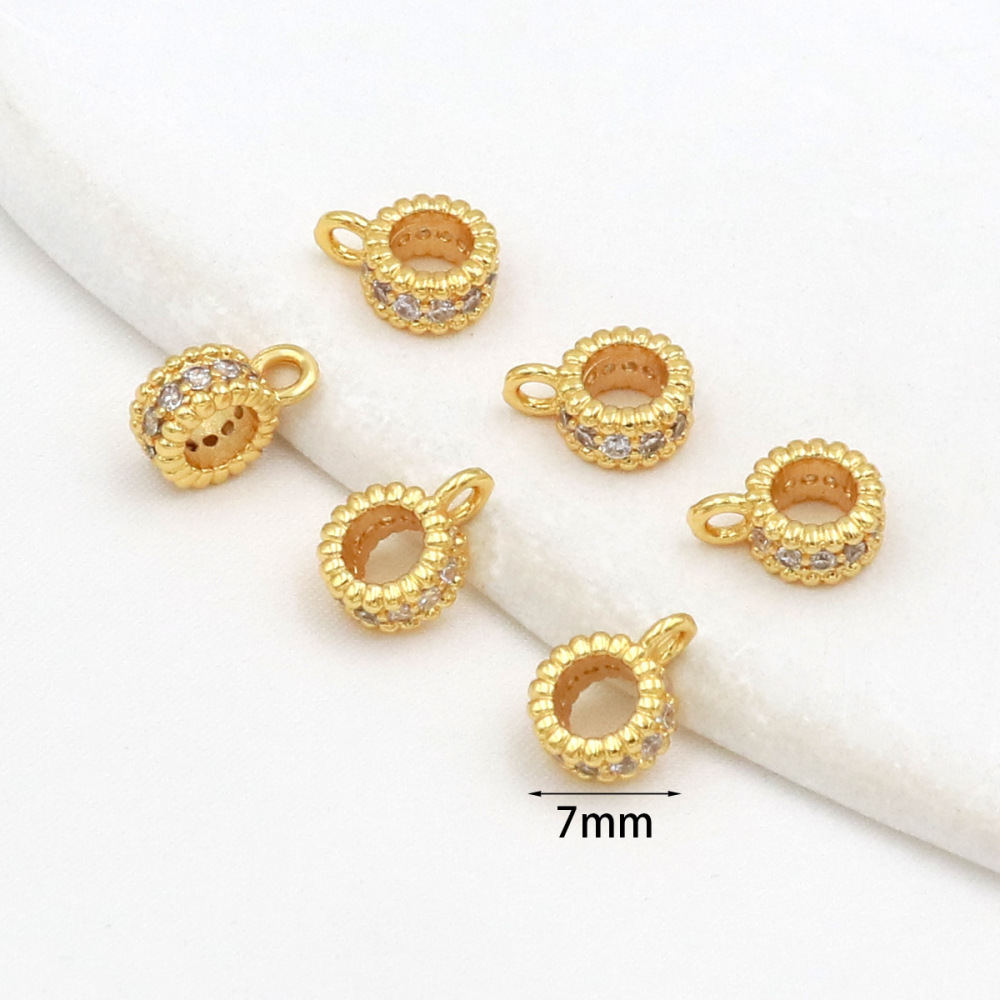 MYK3689-100 pieces/bag of 14K zircon barrel beads, wheel beads, spacer beads with hanging rings