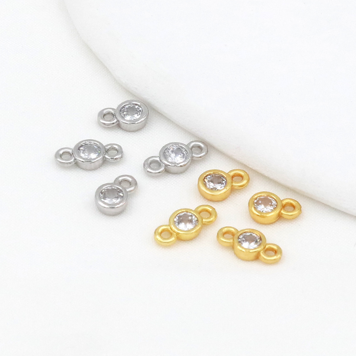 MYK3694-100 pieces/bag of micro-inlaid single zircon ring bracelet connectors