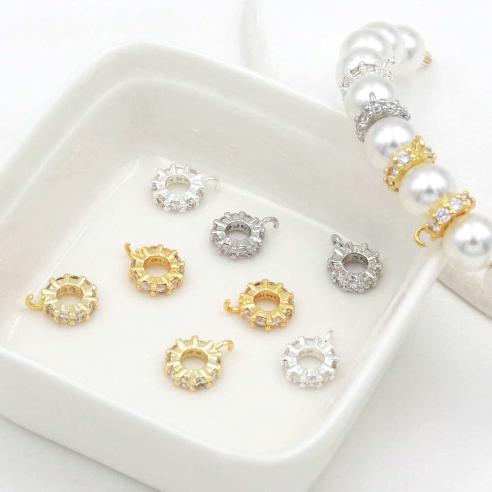 MYK3689-100 pieces/bag of 14K zircon barrel beads, wheel beads, spacer beads with hanging rings