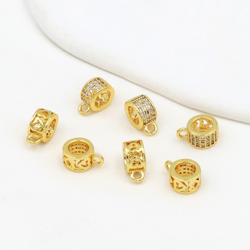 MYK3689-100 pieces/bag of 14K zircon barrel beads, wheel beads, spacer beads with hanging rings