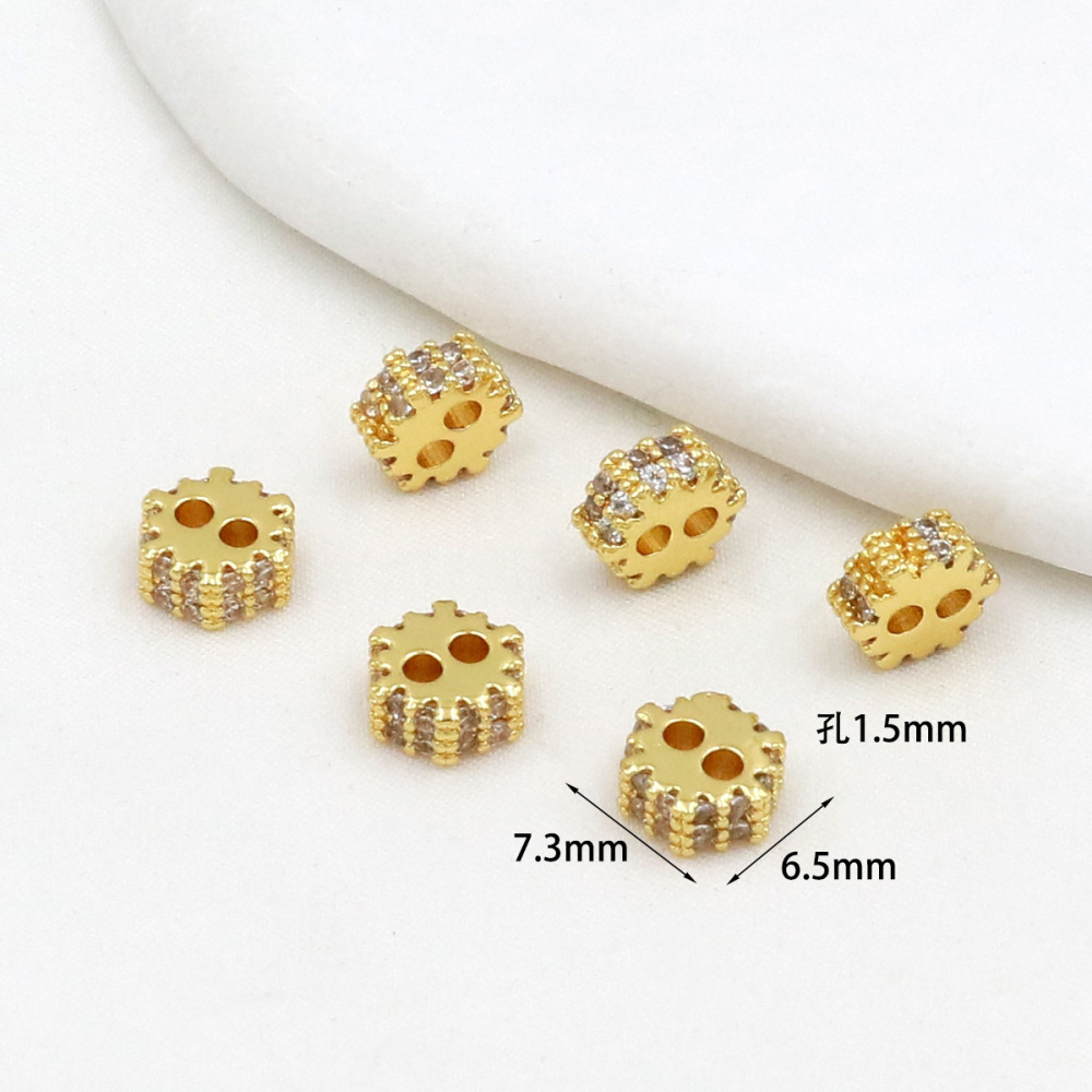 MYK3684-100 pieces/bag of 18K zircon-set large-hole spacer beads DIY accessories