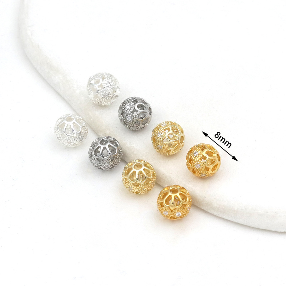 MYK3686-100 pieces/bag of 18K zircon-set large-hole spacer beads