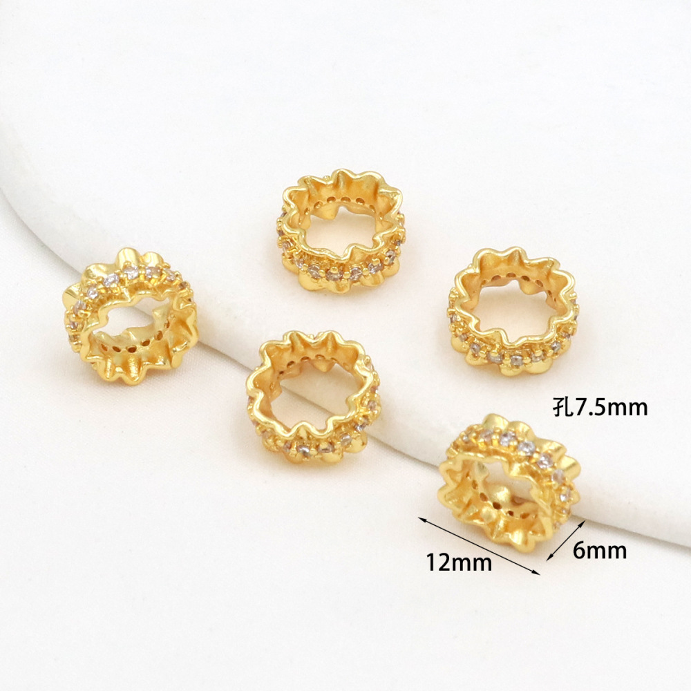 MYK3686-100 pieces/bag of 18K zircon-set large-hole spacer beads