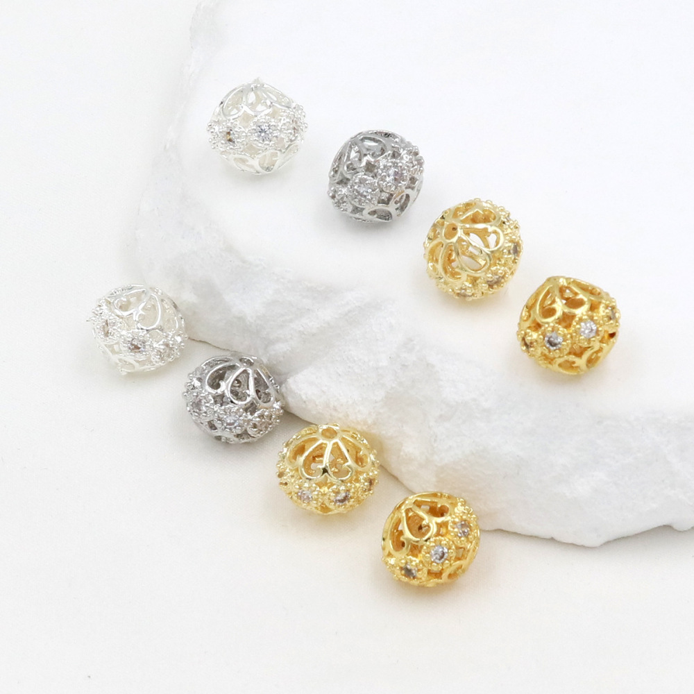 MYK3703-100 pieces/bag, 14K gold inlaid zircon spacer beads