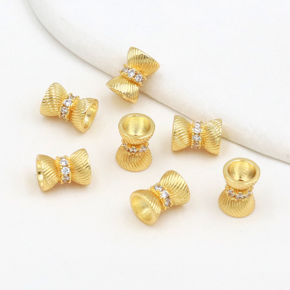MYK3686-100 pieces/bag of 18K zircon-set large-hole spacer beads