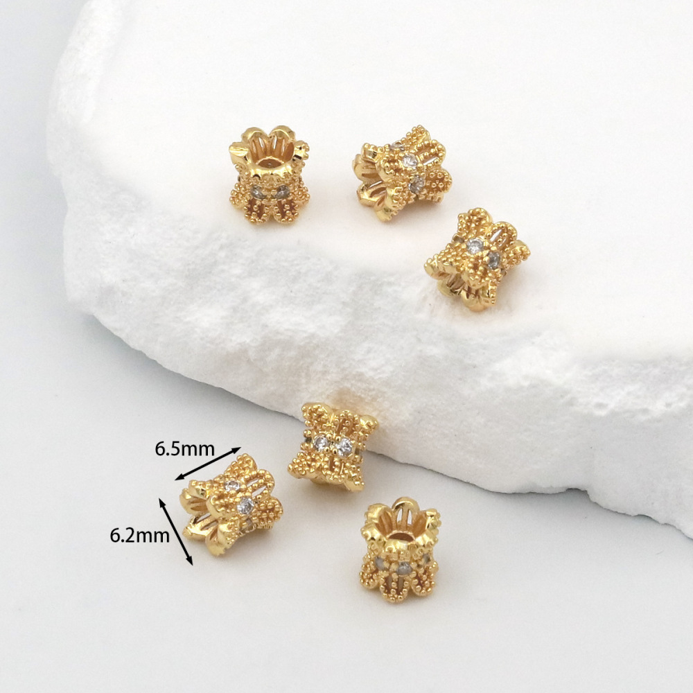 MYK3684-100 pieces/bag of 18K zircon-set large-hole spacer beads DIY accessories