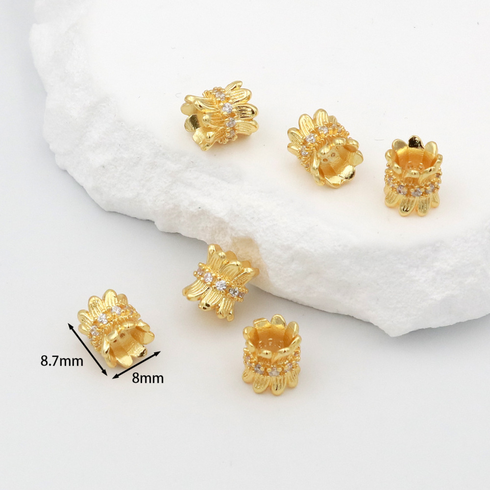 MYK3685-100 pieces/bag of 18K zircon-set large-hole spacer beads for DIY beading accessories