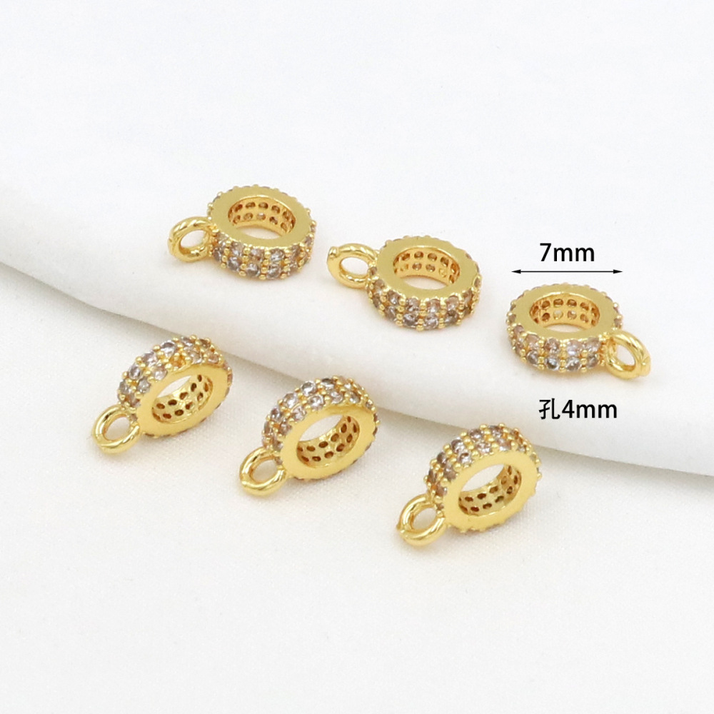 MYK3689-100 pieces/bag of 14K zircon barrel beads, wheel beads, spacer beads with hanging rings