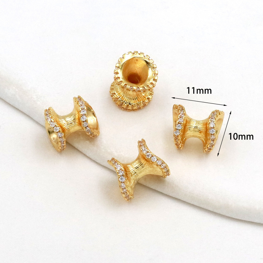 MYK3686-100 pieces/bag of 18K zircon-set large-hole spacer beads