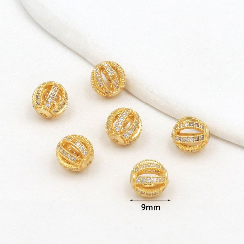MYK3685-100 pieces/bag of 18K zircon-set large-hole spacer beads for DIY beading accessories